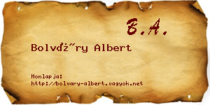 Bolváry Albert névjegykártya