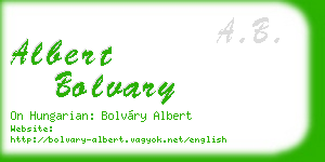 albert bolvary business card